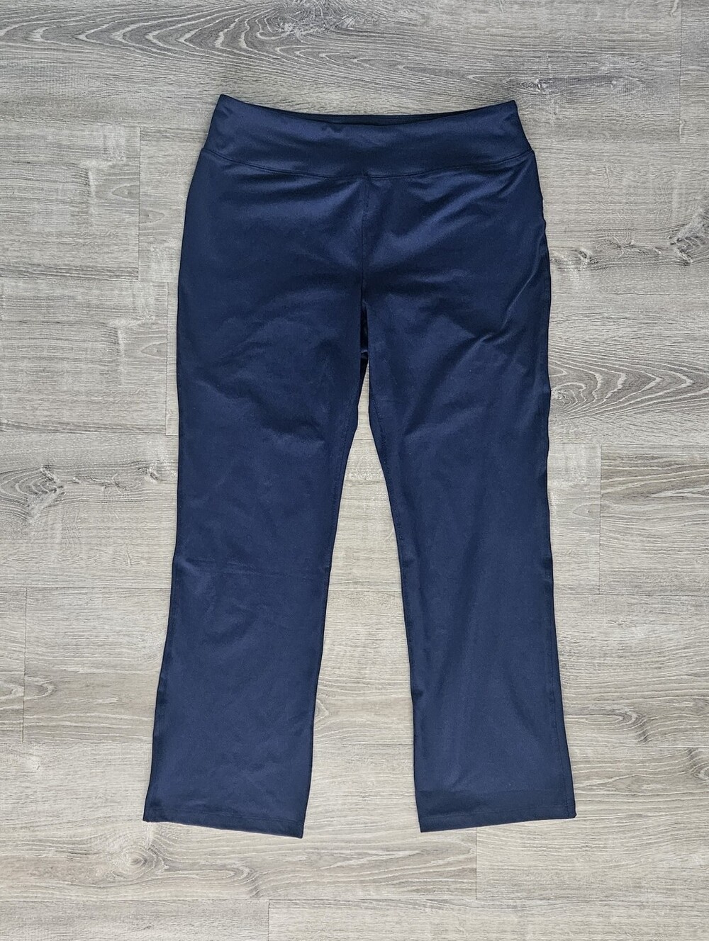 Lands' End Straight Leg Yoga Pants Stretchy Navy Blue Sz L Athleisure Minimalist